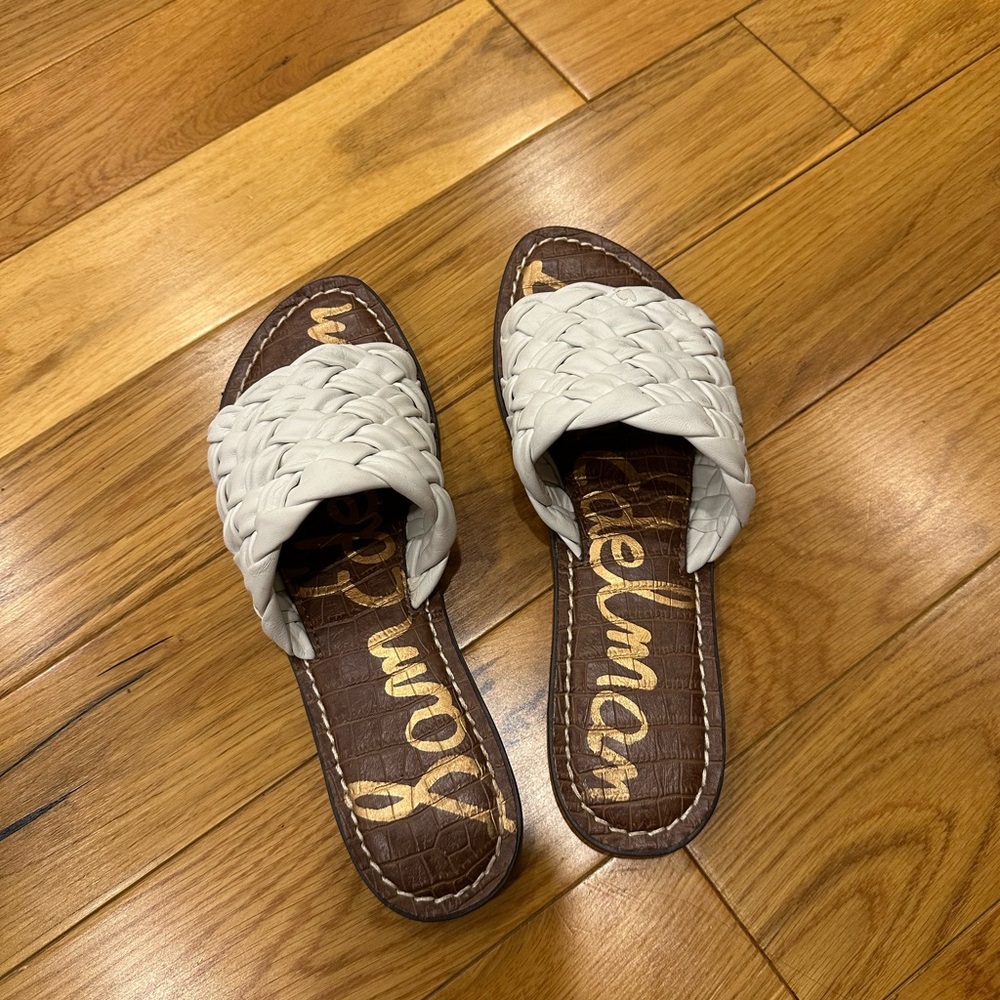 Sam Edelman White Braided Slide Sandals